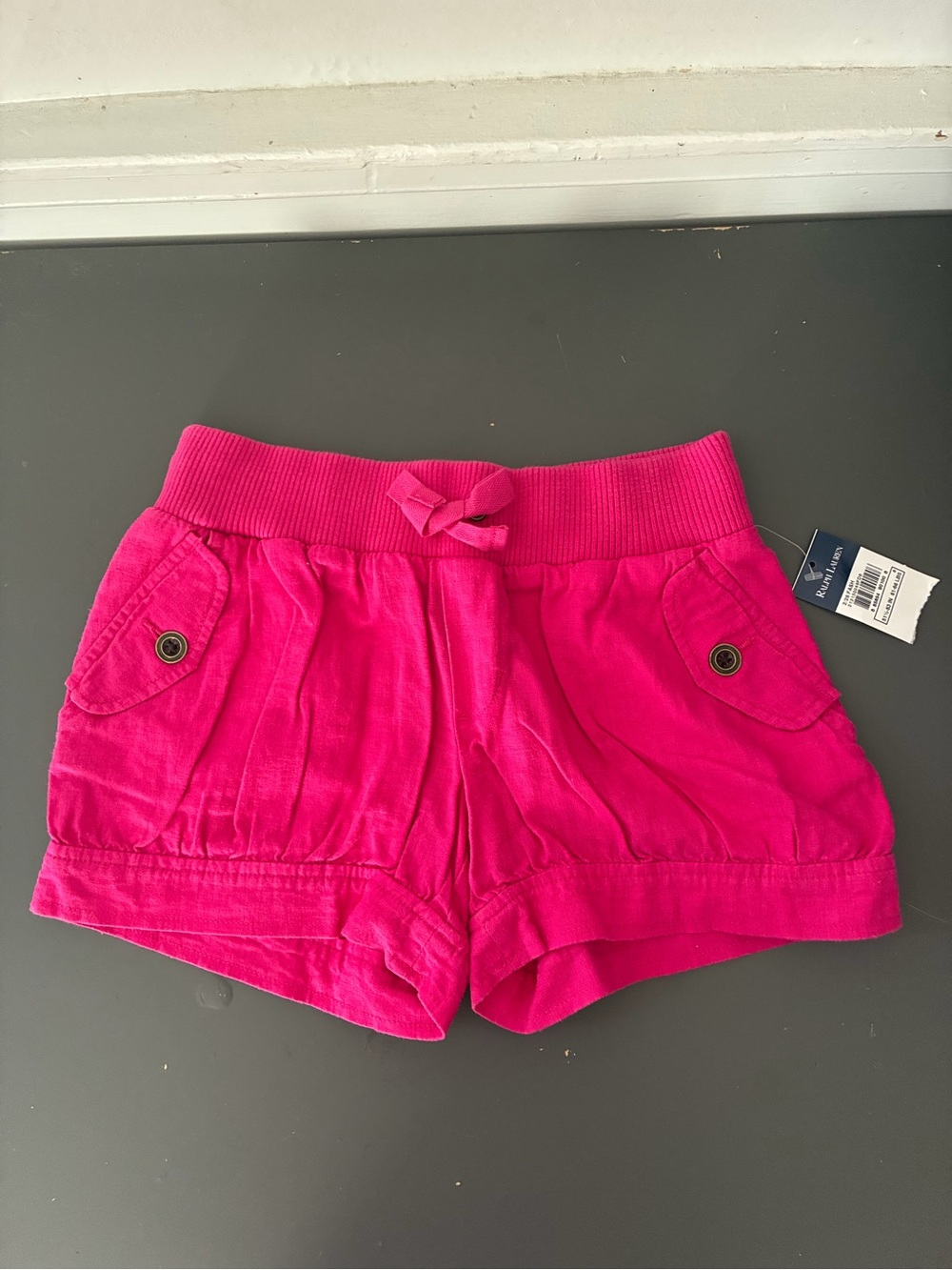 Ralph Lauren Pink Girls' Shorts with Button Pocket Detail Size 8